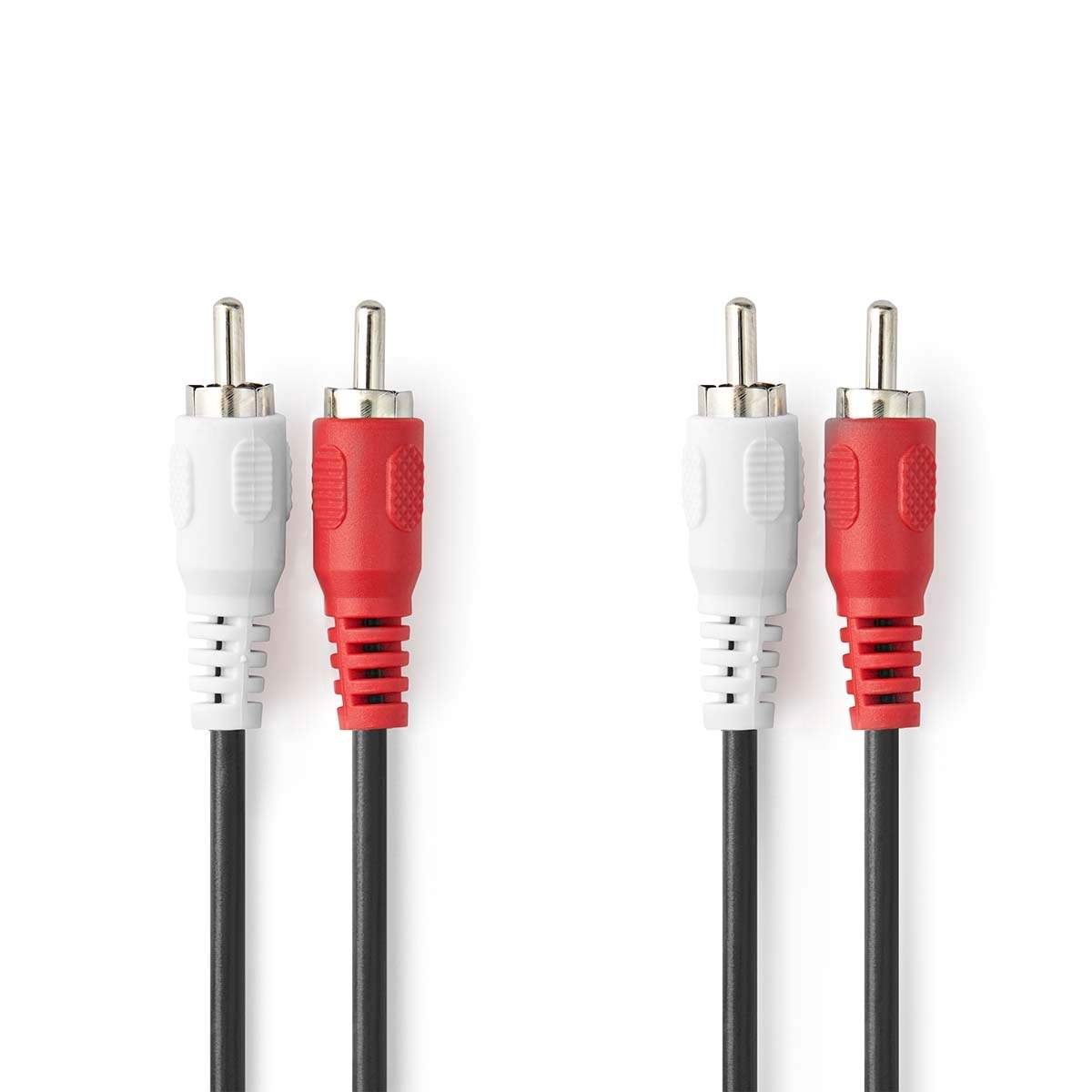 Nedis Stereo Audio kabel | 2x RCA Hanstik | 2x RCA Hanstik | Nikkelplateret | 1.00 m | Runde | Sort | Box