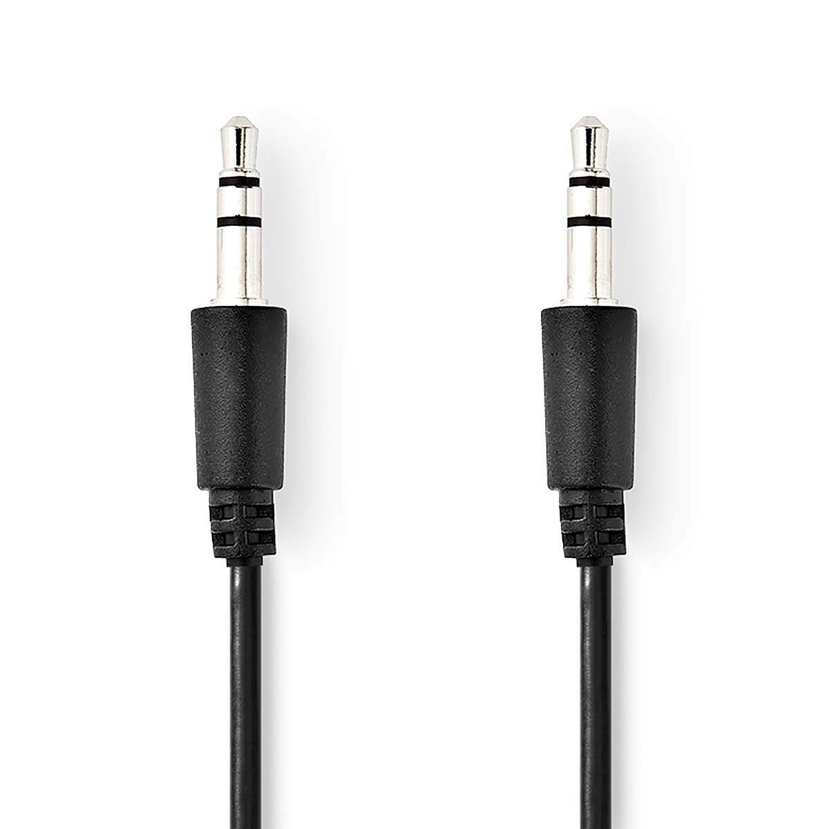 Stereo Audio kabel | 3.5 mm Hanstik | 3.5 mm Hanstik | Nikkelplateret | 1.00 m | Runde | Sort | Plastikpose