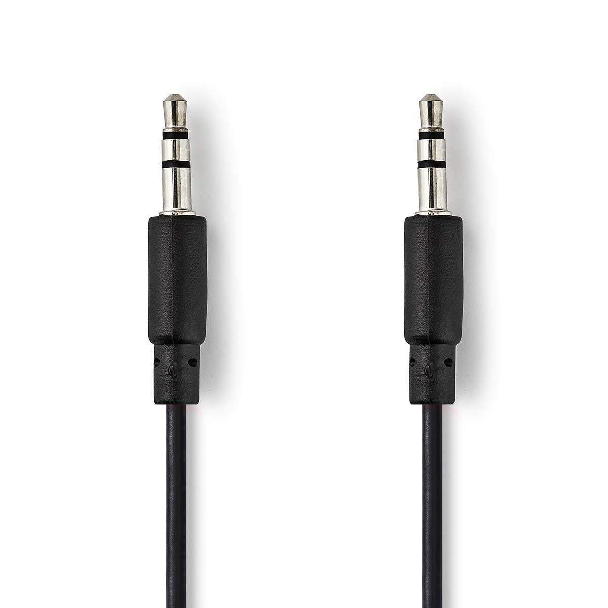 Stereo Audio kabel | 3.5 mm Hanstik | 3.5 mm Hanstik | Nikkelplateret | 1.00 m | Rullet | Sort | Konvolut