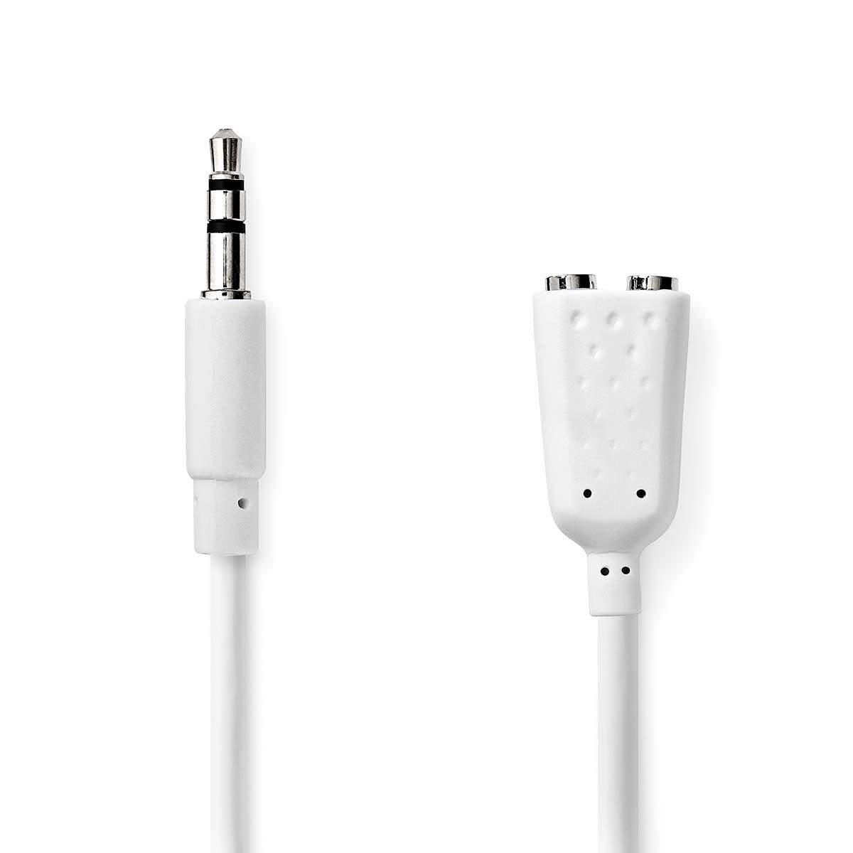 Nedis Stereo Audio kabel | 3.5 mm Hanstik | 2 x 3.5 mm Hunstik | Nikkelplateret | 0.20 m | Runde | Hvid | Konvolut