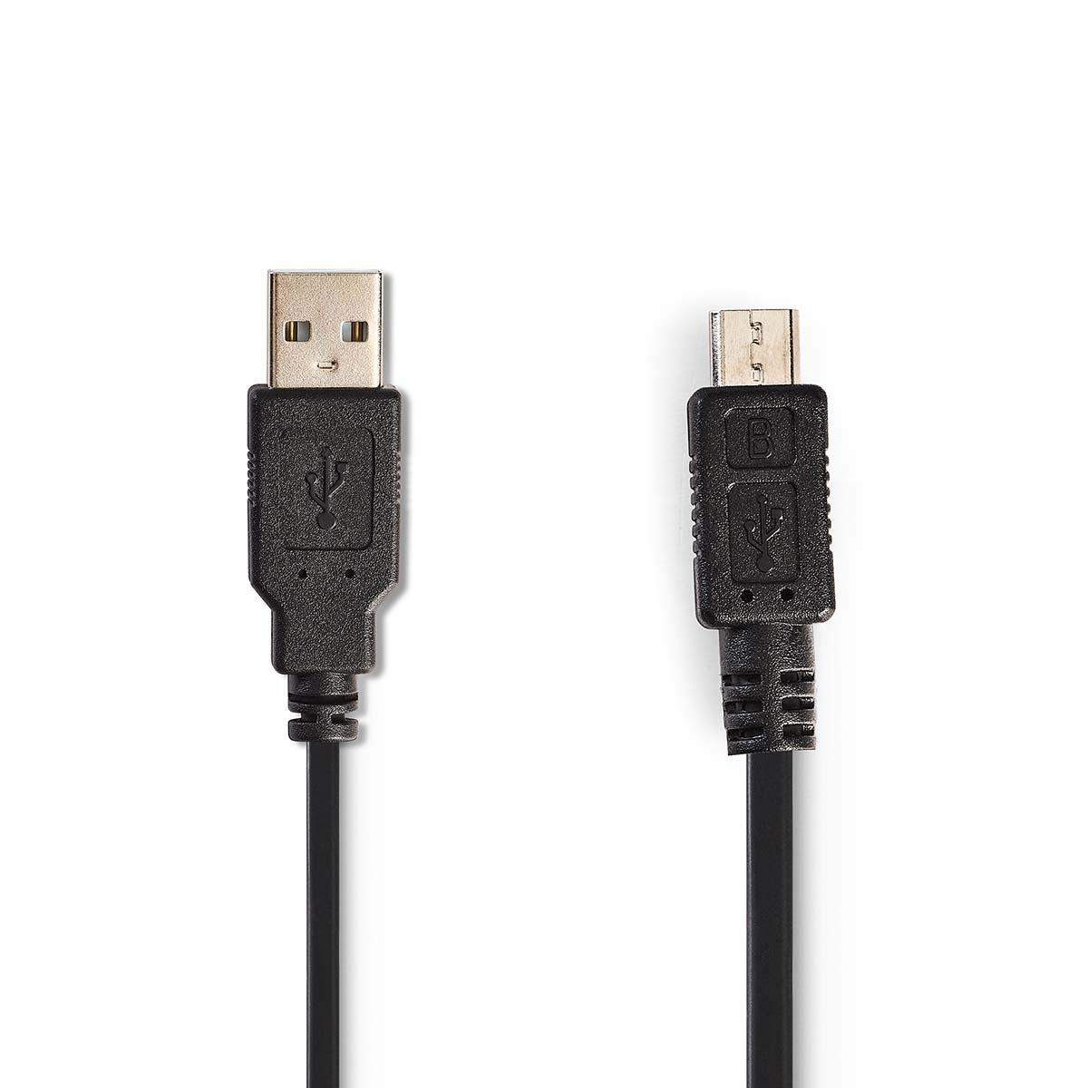 USB-kabel USB 2.0 USB-A Hane USB Micro-B Hane 480 Mbps Nickelplaterad 2.00 m Lindad PVC Svart Kuvert | Hem & Hobby | Pryloteket