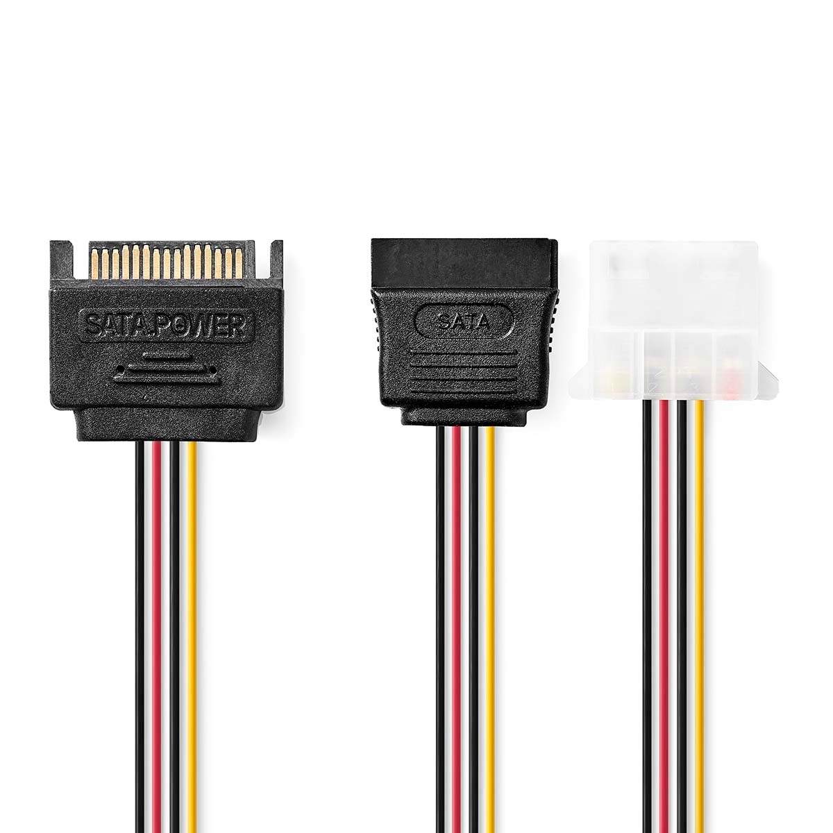 Intern Strømkabel | SATA 15-Pin Han | Molex Hun / SATA 15-Pin Hun | Guldplateret | 0.20 m | Runde | PVC | Flerfarvet | Konvolut