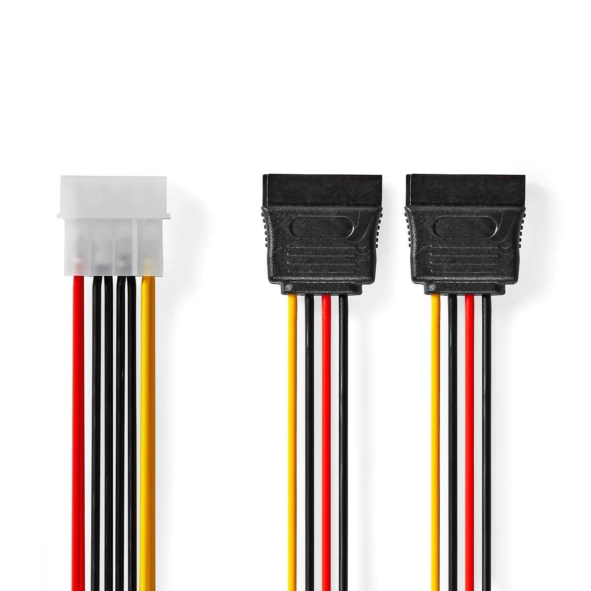 Intern Strømkabel | Molex Han | 2x SATA 15-Pin Hun | Guldplateret | 0.15 m | Runde | PVC | Flerfarvet | Konvolut