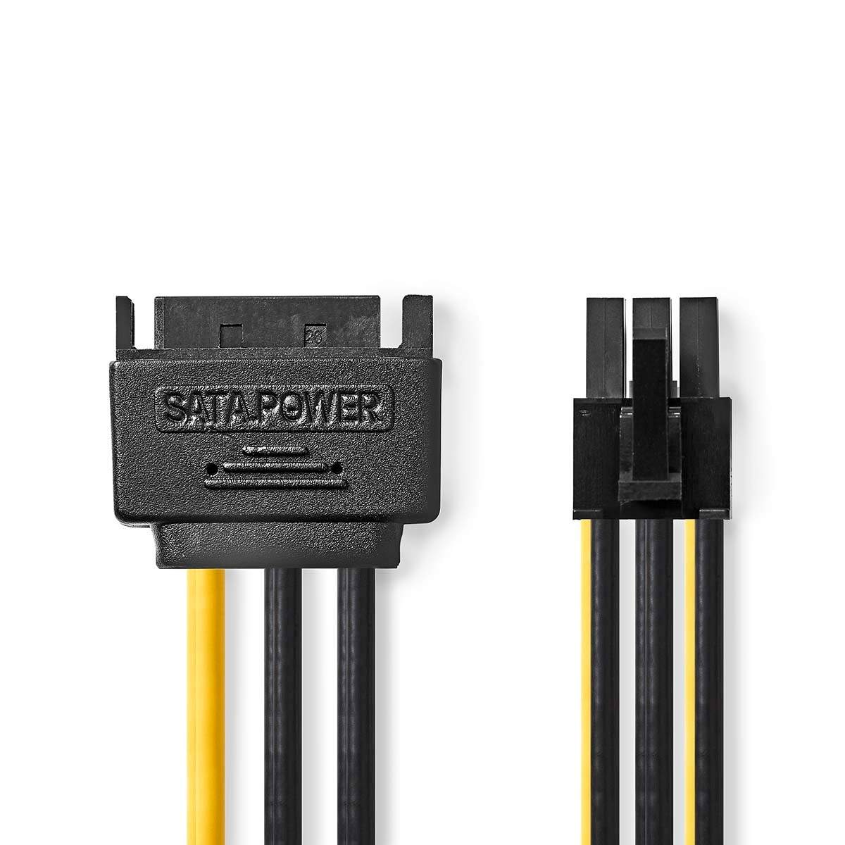 Intern Strømkabel | SATA 15-Pin Han | PCI Express Hun | Guldplateret | 0.20 m | Runde | PVC | Gul / Sort | Konvolut