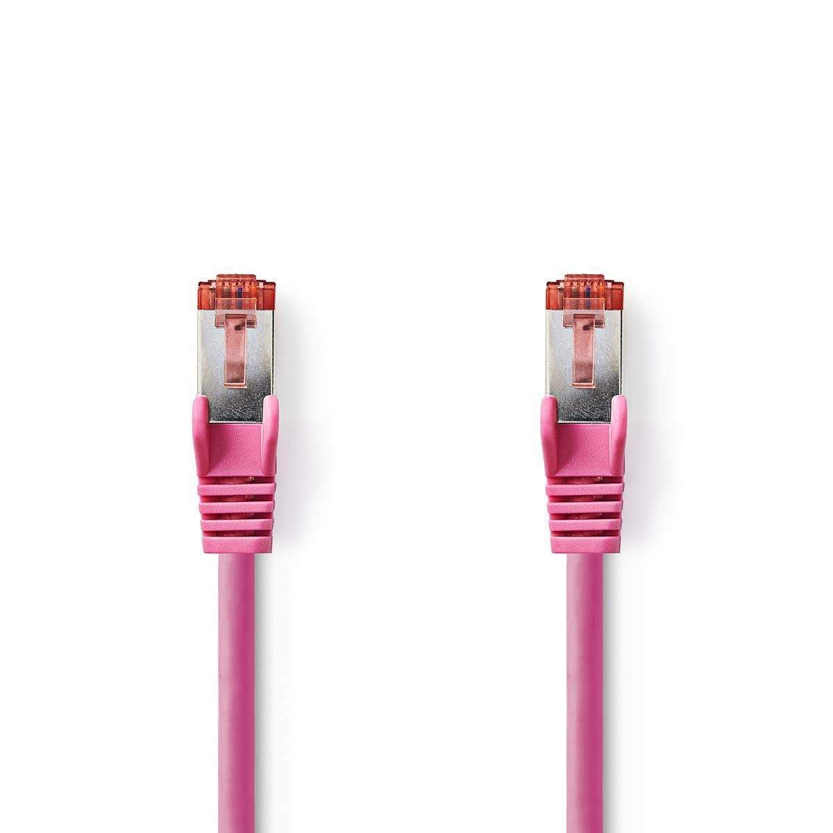 Kat 6 kabel | RJ45 Han | RJ45 Han | S/FTP | 5.00 m | Runde | LSZH | Pink | Plastikpose