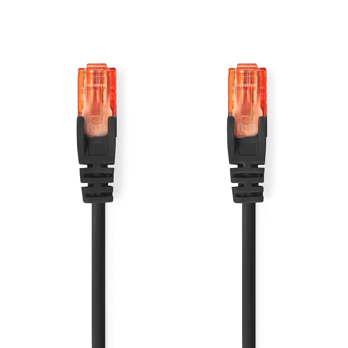 Kat 6 kabel | RJ45 Han | RJ45 Han | U/UTP | 10.0 m | Runde | PVC | Sort | Konvolut