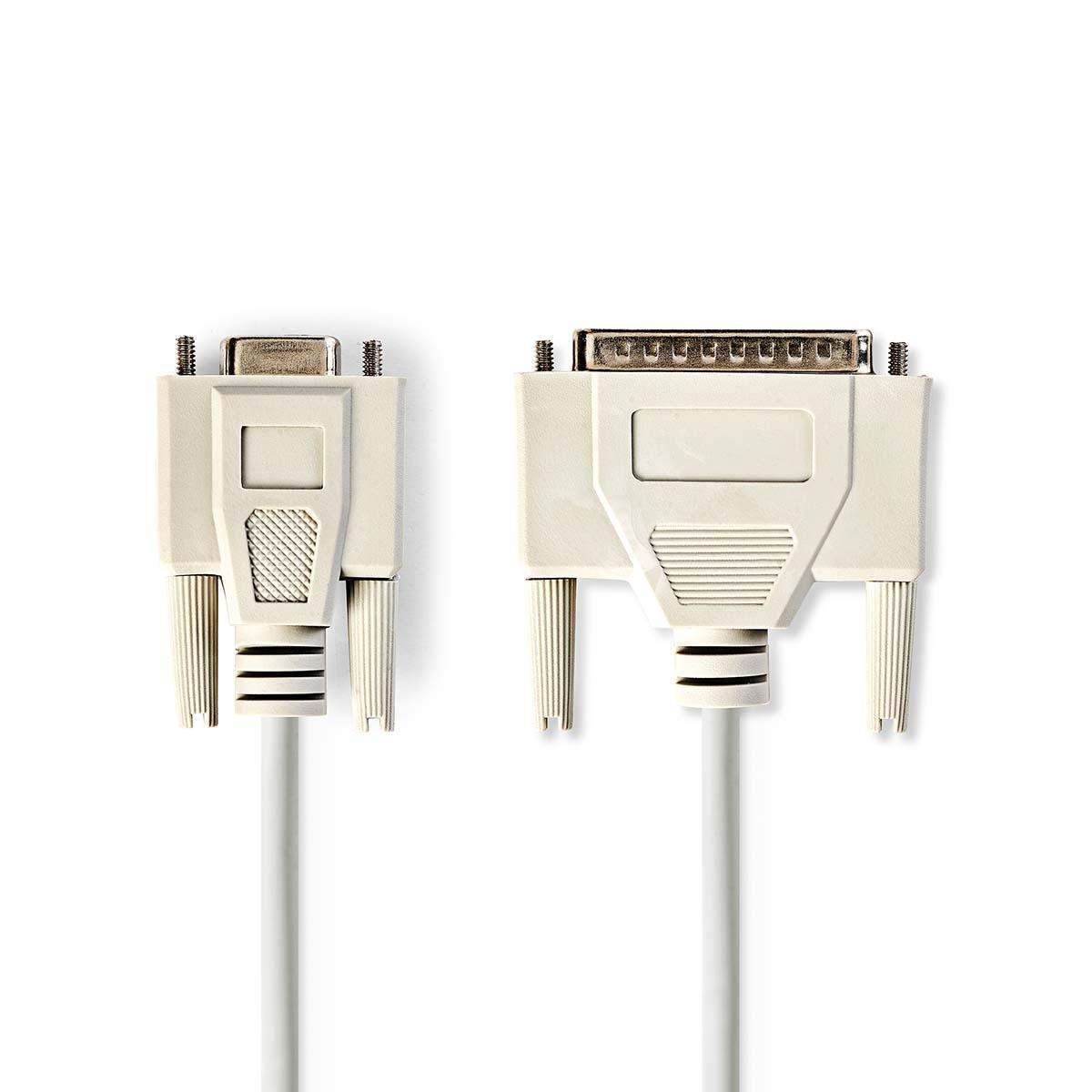 Seriel kabel | D-SUB 9-Pin hun | D-SUB 25-Pin Han | Nikkelplateret | 2.00 m | Runde | PVC | Elfenben | Plastikpose