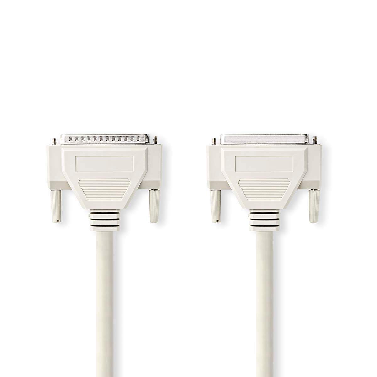 Seriel kabel | D-SUB 25-Pin Han | D-SUB 25-Pin Hun | Nikkelplateret | 5.00 m | Runde | PVC | Elfenben | Plastikpose
