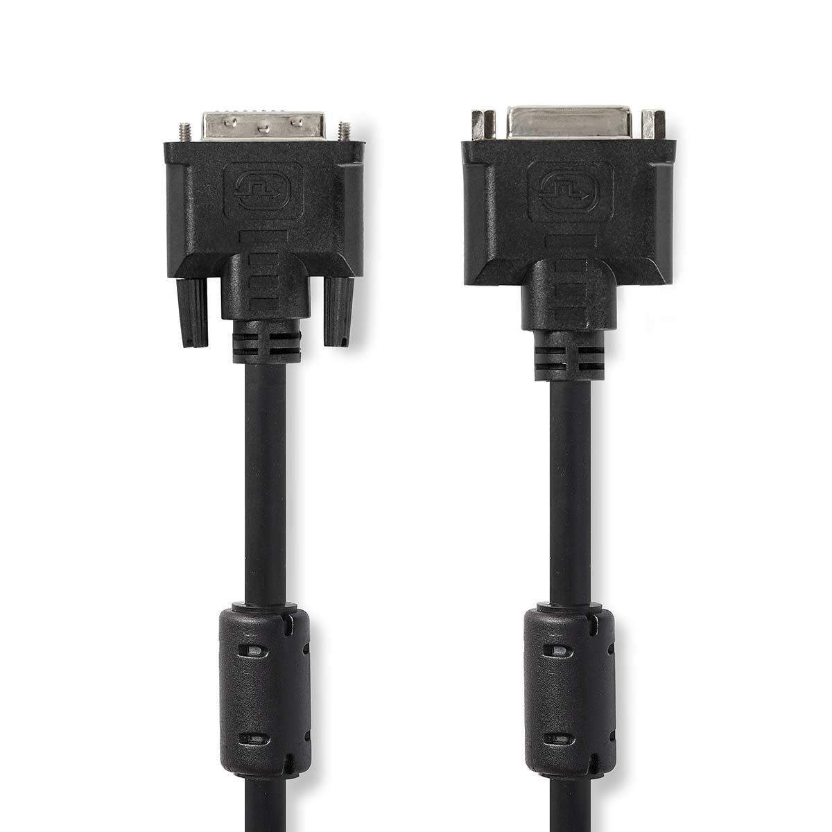 DVI-kabel | DVI-I 24+5-Pin Han | DVI-I 24+5-Pins Hun | 2560x1600 | Nikkelplateret | 2.00 m | Lige | PVC | Sort | Plastikpose