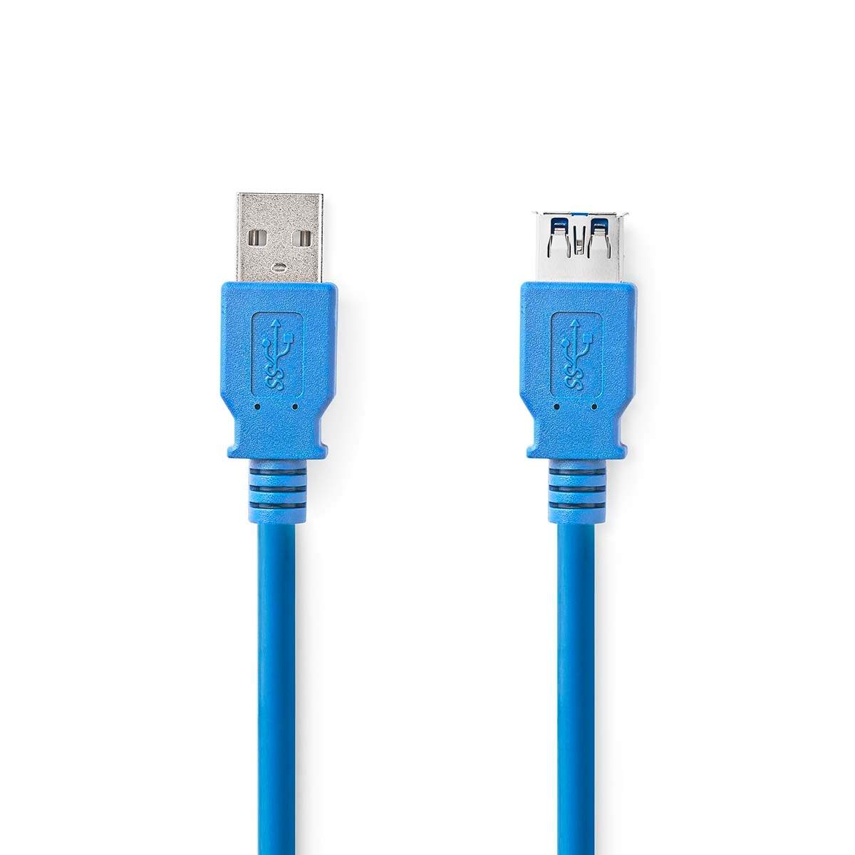 USB-kabel | USB 3.2 Gen 1 | USB-A Han | USB-A Hun | 5 Gbps | Nikkelplateret | 3.00 m | Runde | PVC | Blå | Konvolut