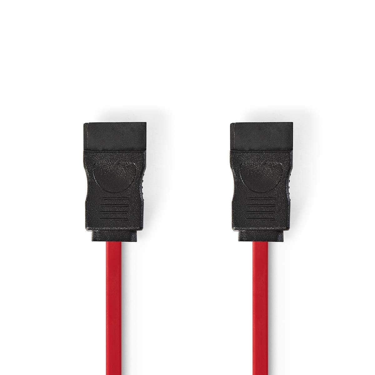 SATA kabel | 3 Gbps | SATA 7-Pin Hun | SATA 7-Pin Hun | Nikkelplateret | 0.50 m | Fladt | PVC | Rød | Plastikpose