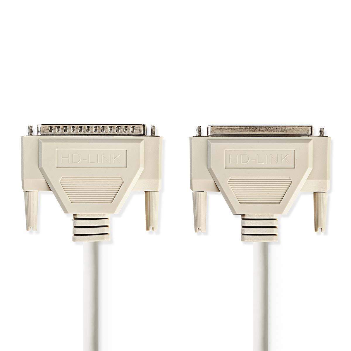 Seriel kabel | D-SUB 37-Pin Han | D-SUB 37-Pin Hun | Nikkelplateret | 1.00 m | Runde | PVC | Elfenben | Plastikpose
