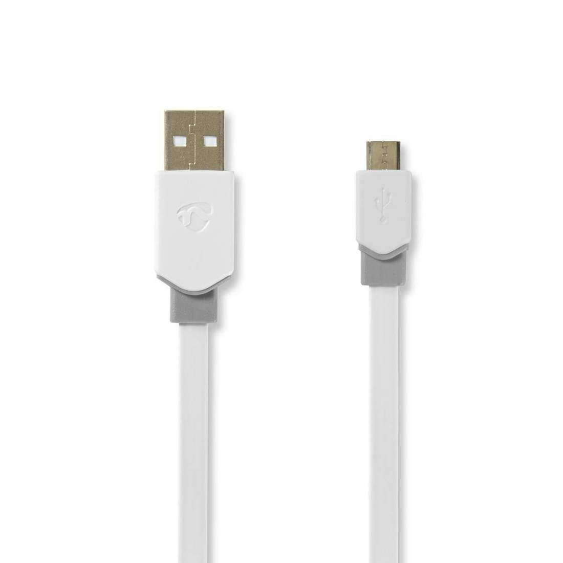 USB-kabel USB 2.0 USB-A Hane USB Micro-B Hane 480 Mbps Guldplaterad 1.00 m Platt PVC Vit Plastpåse | Hem & Hobby | Pryloteket