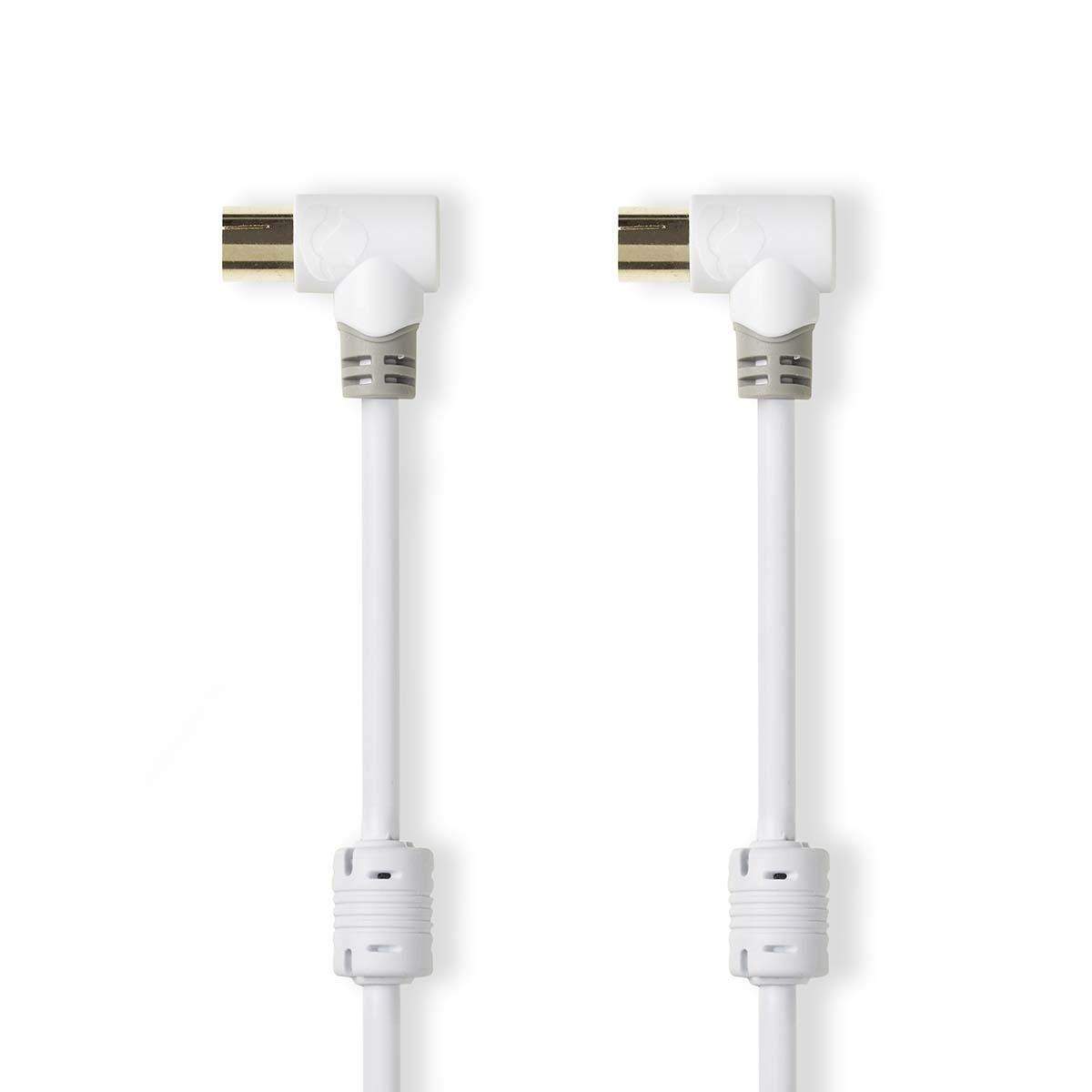 Coax Cable | IEC (Coax) Han | IEC (Coax) Hun | Guldplateret | 75 Ohm | Dobbelt afskærmet | 5.00 m | Runde | PVC | Hvid | Plastik