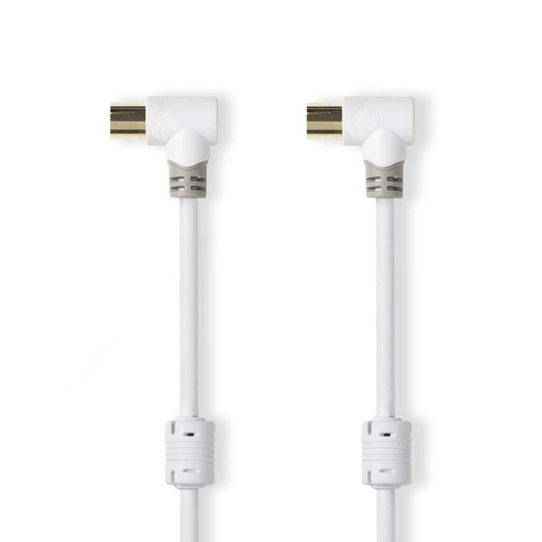 Koaxialkabel IEC (Koax) Hane IEC (Koax) Hona Guldplaterad 75 Ohm Dubbelskärmad 5.00 m Rund PVC Vit Plastpåse | Hem & Hobby | Pryloteket