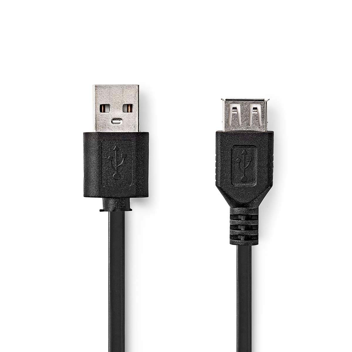 USB-kabel | USB 2.0 | USB-A Han | USB-A Hun | 480 Mbps | Nikkelplateret | 0.20 m | Runde | PVC | Sort | Konvolut