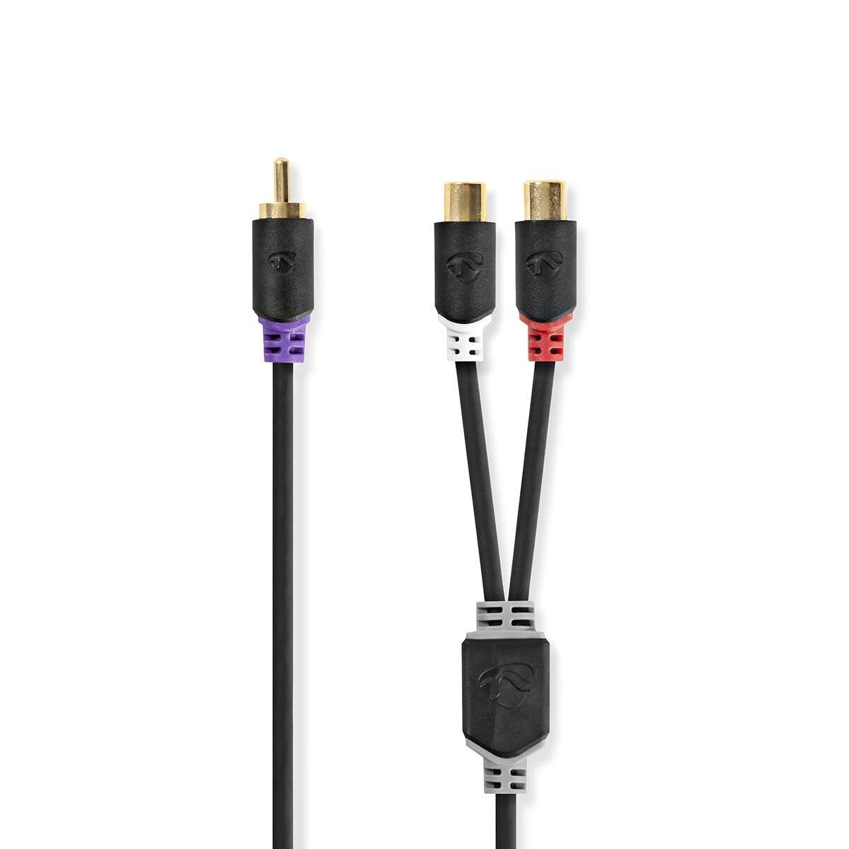 Subwoofer kabel | RCA Hanstik | 2x RCA Hun | Guldplateret | 0.20 m | Runde | 4.0 mm | Antracit | Box