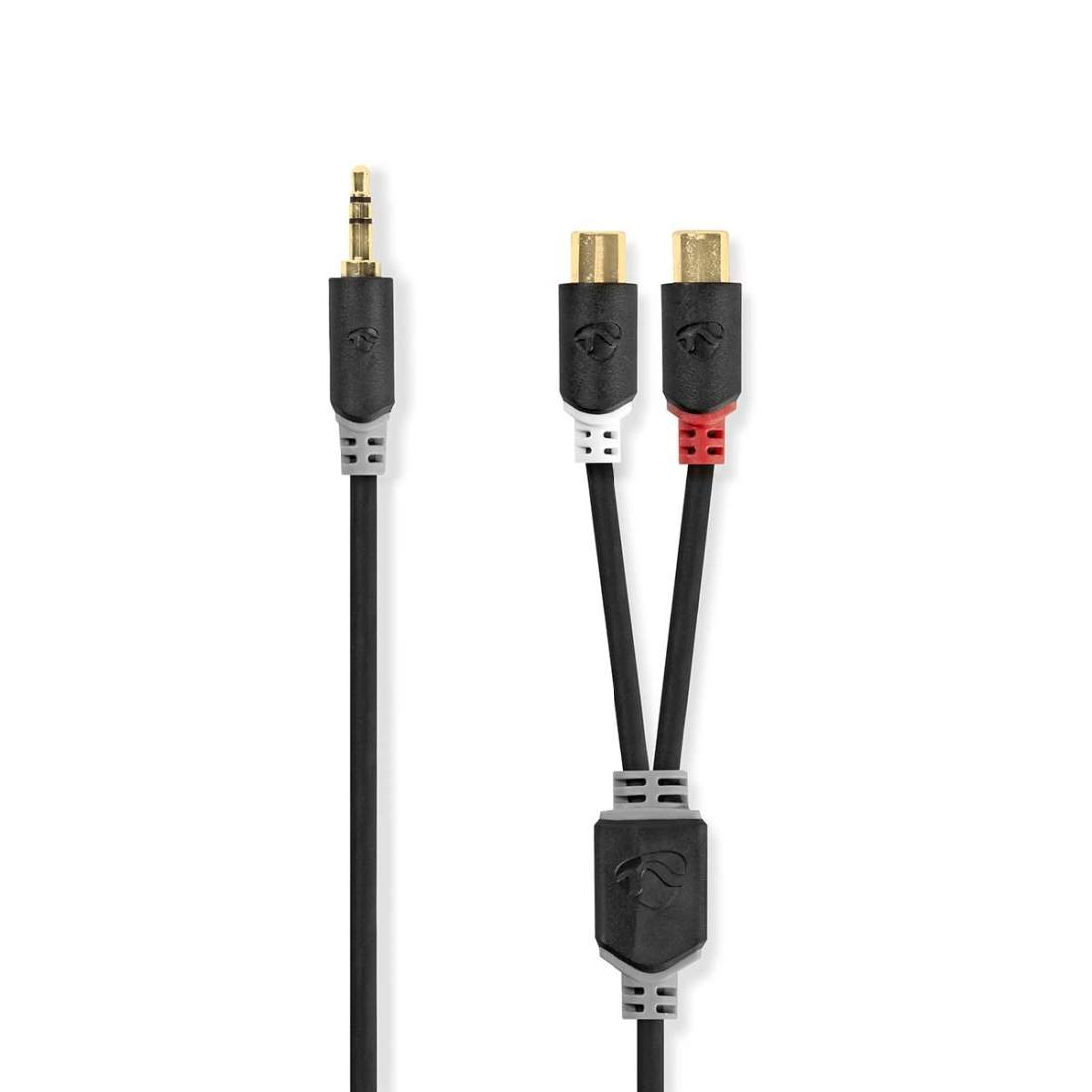 Stereoljudkabel 3.5 mm Hane 2x RCA Hona Guldplaterad 0.20 m Rund Antracit Låda | Elektronik - Kablar & Adaptrar - Adaptrar & Signalomvandlare - Ljud | Pryloteket