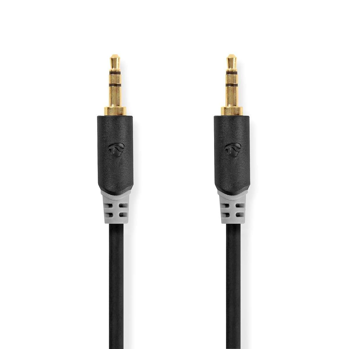 Stereo Audio kabel | 3.5 mm Hanstik | 3.5 mm Hanstik | Guldplateret | 1.00 m | Runde | Antracit | Box