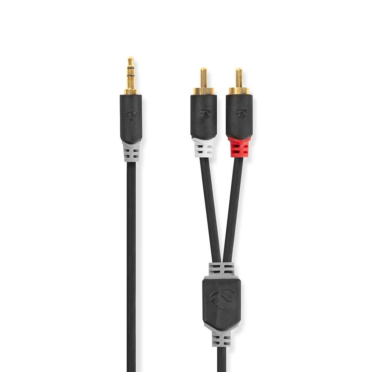 Nedis Stereo Audio kabel | 3.5 mm Hanstik | 2x RCA Hanstik | Guldplateret | 0.50 m | Runde | Antracit | Box