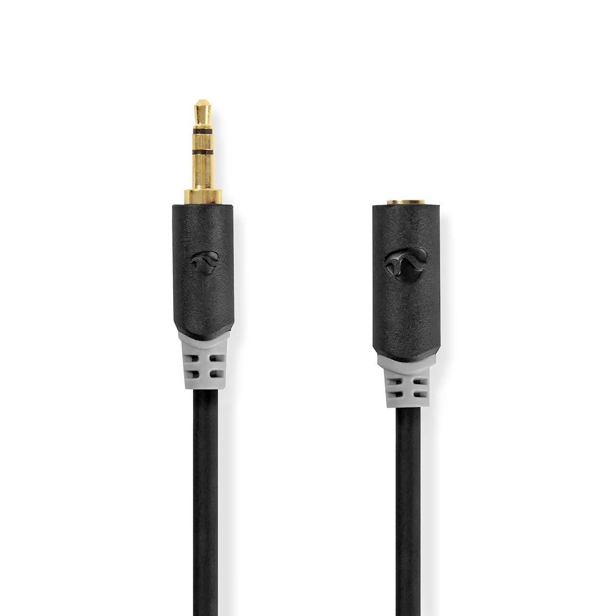 Stereo Audio kabel | 3.5 mm Hanstik | 3.5 mm Hunstik | Guldplateret | 5.00 m | Runde | Antracit | Box