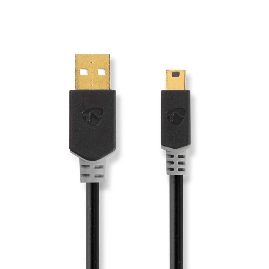USB-kabel USB 2.0 USB-A Hane USB Mini-B 5 pin Hane 480 Mbps Guldplaterad 2.00 m Rund PVC Antracit Kartong me | Elektronik - Kablar & Adaptrar - Adaptrar & Signalomvandlare - Ljud | Pryloteket