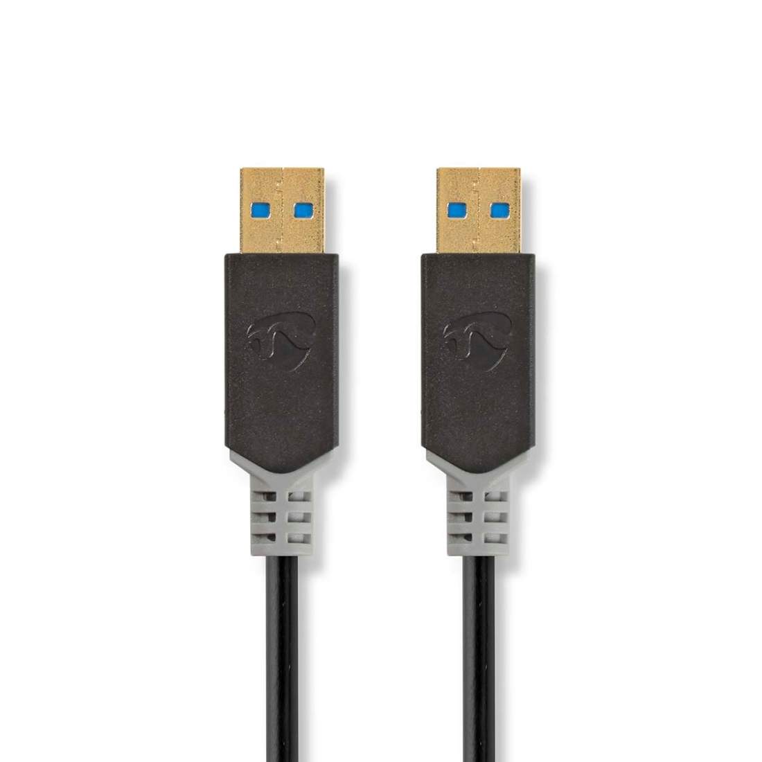 USB-kabel USB 3.2 Gen 1 USB-A Hane USB-A Hane 5 Gbps Guldplaterad 2.00 m Rund PVC Antracit Låda | Hem & Hobby | Pryloteket