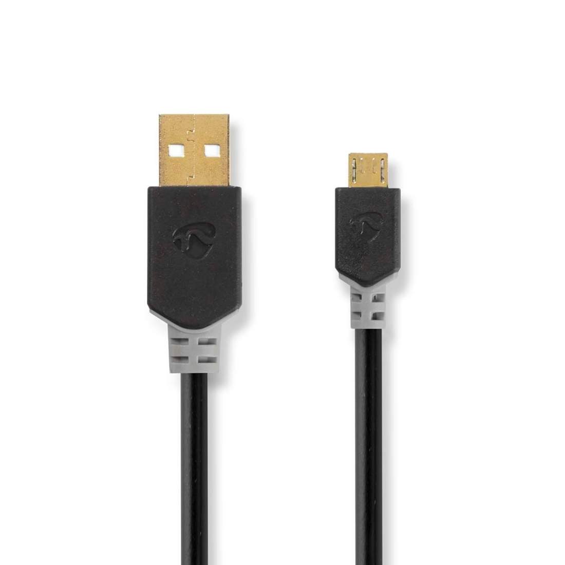 USB-kabel USB 2.0 USB-A Hane USB Micro-B Hane 480 Mbps Guldplaterad 1.00 m Rund PVC Antracit Låda | Hem & Hobby | Pryloteket