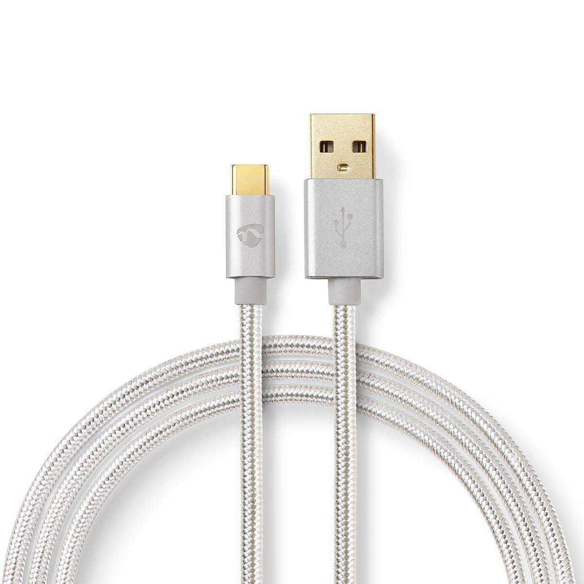 USB-kabel | USB 2.0 | USB-A Han | USB-C™ Han | 15 W | 480 Mbps | Guldplateret | 1.00 m | Runde | Flettet / Nylon | Aluminium | C