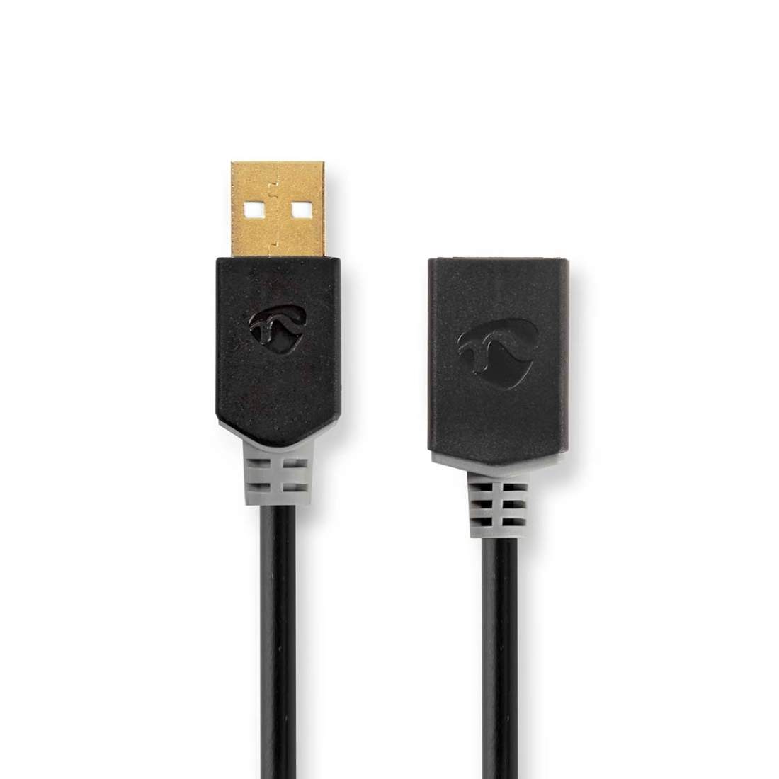 USB-kabel USB 2.0 USB-A Hane USB-A Hona 480 Mbps Guldplaterad 2.00 m Rund PVC Antracit Låda | Hem & Hobby | Pryloteket