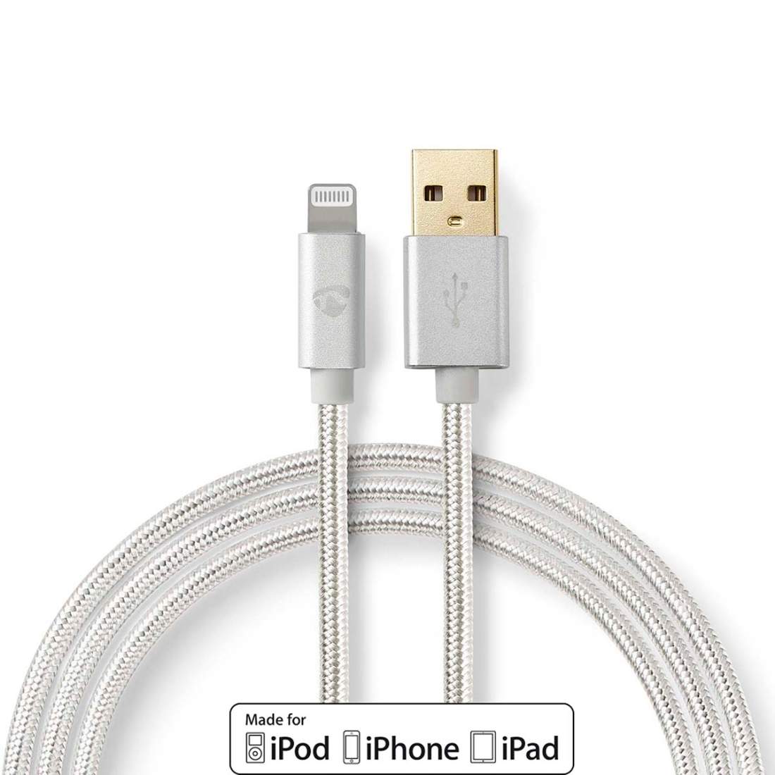 Lightning Kabel USB 2.0 Apple Lightning, 8-stifts USB-A Hane 480 Mbps Guldplaterad 1.00 m Rund Flätad / Nylon | Elektronik - Kablar & Adaptrar - Adaptrar & Signalomvandlare - Lightning | Pryloteket
