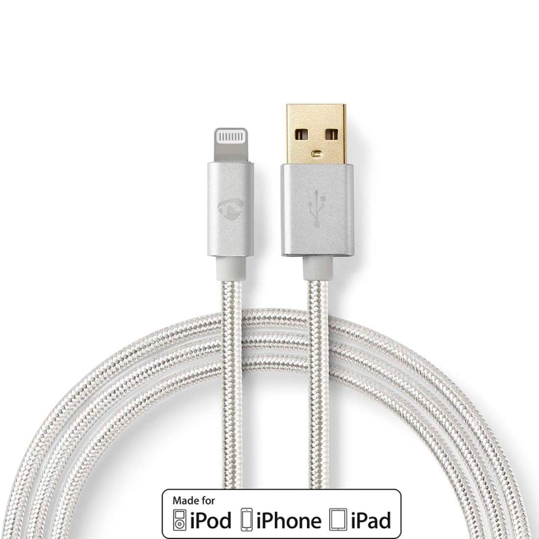Lightning Kabel USB 2.0 Apple Lightning, 8-stifts USB-A Hane 480 Mbps Guldplaterad 2.00 m Rund Flätad / Nylon | Elektronik - Kablar & Adaptrar - Kablar - Lightning-kablar | Pryloteket
