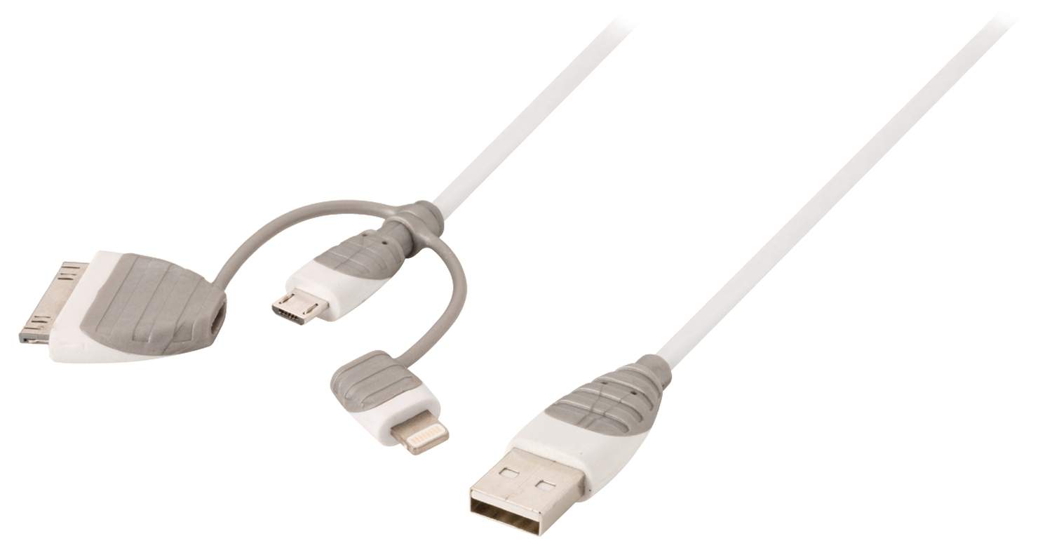 3-I-1 Opladerkabel USB A Han - Micro B Han 1.00 m Hvid