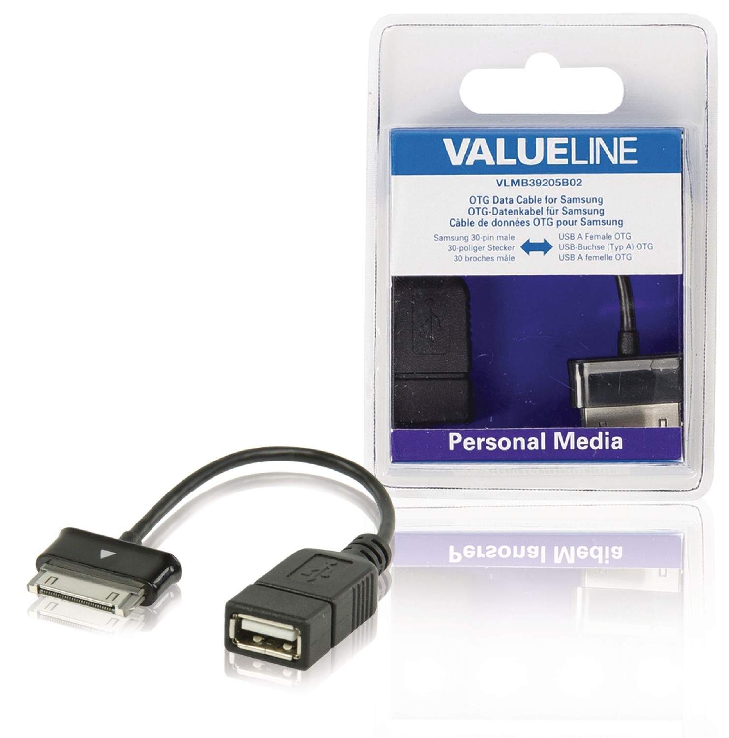 Sync Og Charge Kabel Samsung 30-Pin Han - USB A Hun 0.20 m Sort