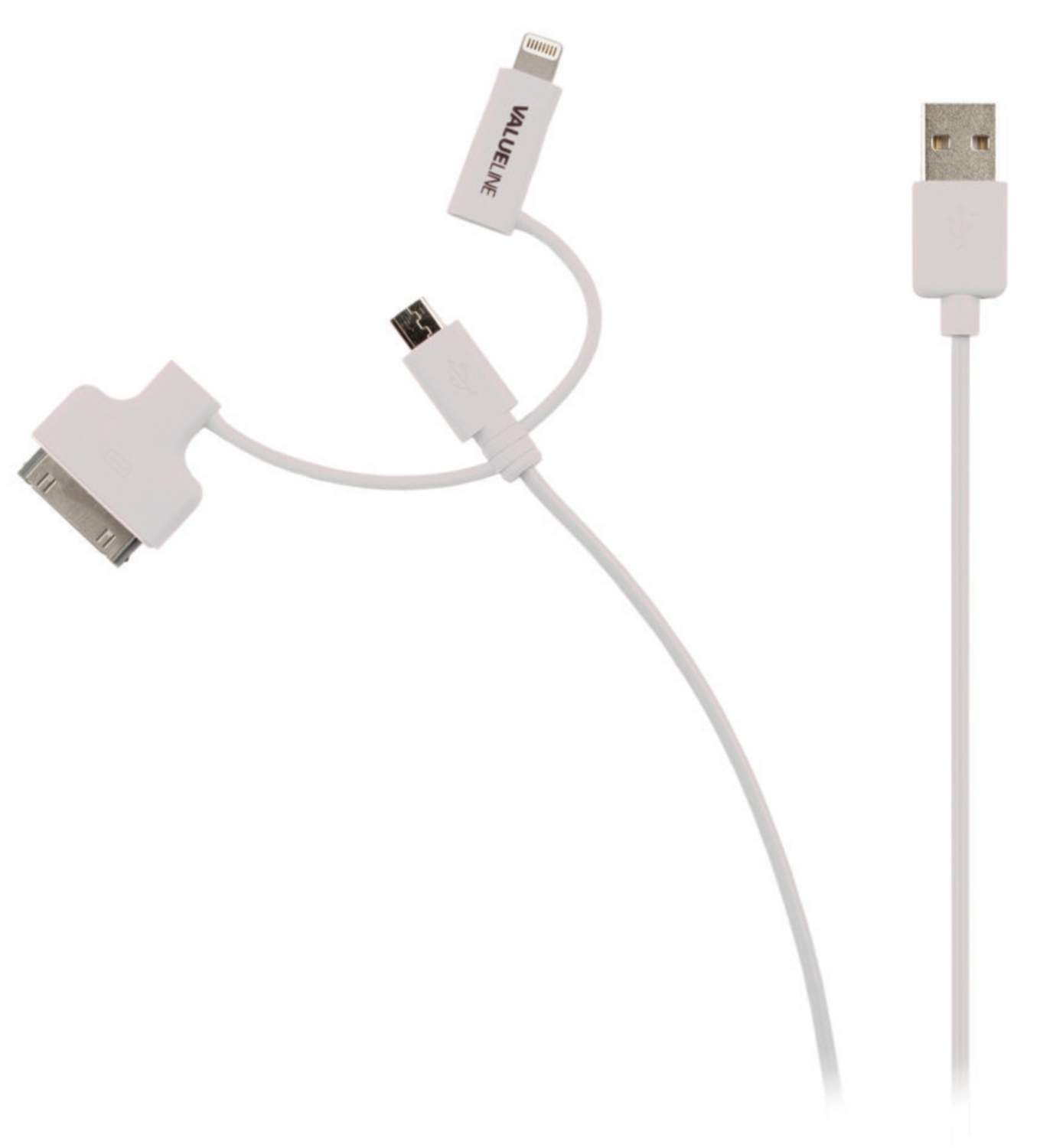 3-I-1 Opladerkabel USB A Han - Micro B Han 1.00 m Hvid