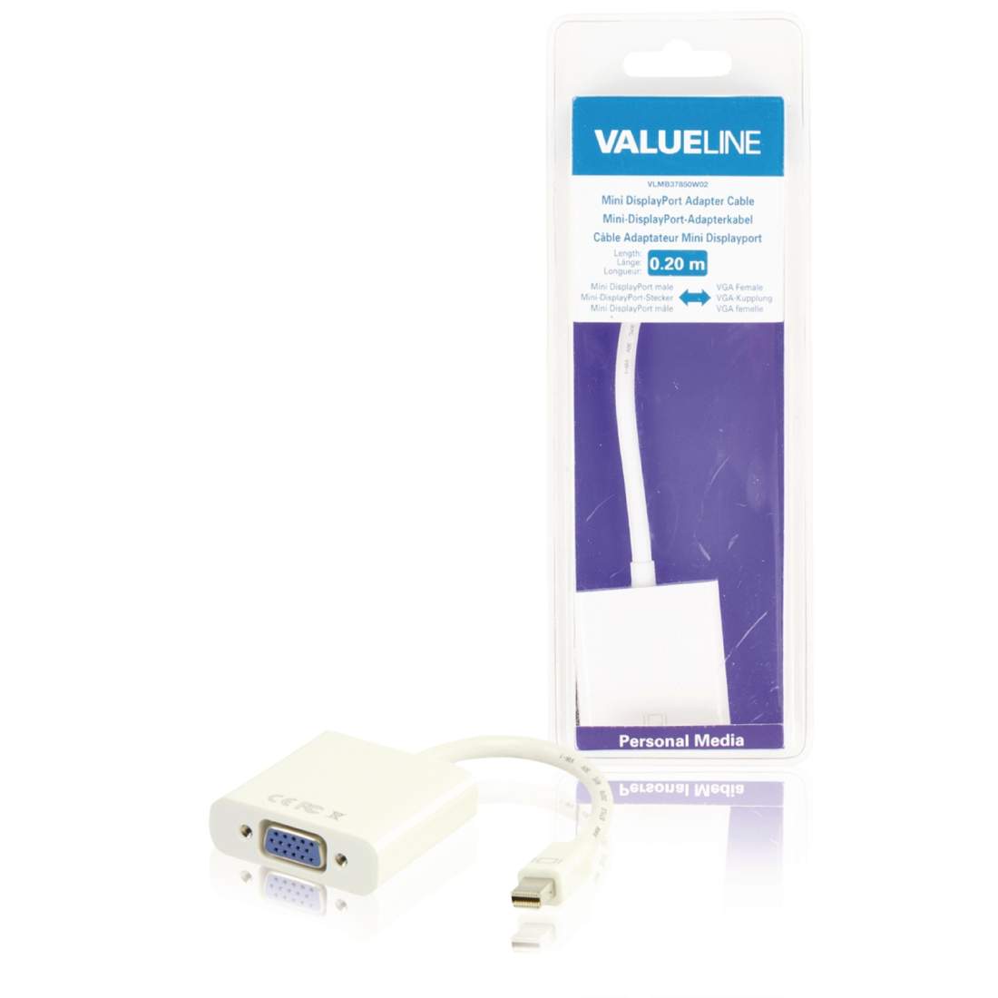 Mini Displayport-Kabel Mini DisplayPort-hane - VGA Hona 0.20 m Vit | Hem & Hobby | Pryloteket