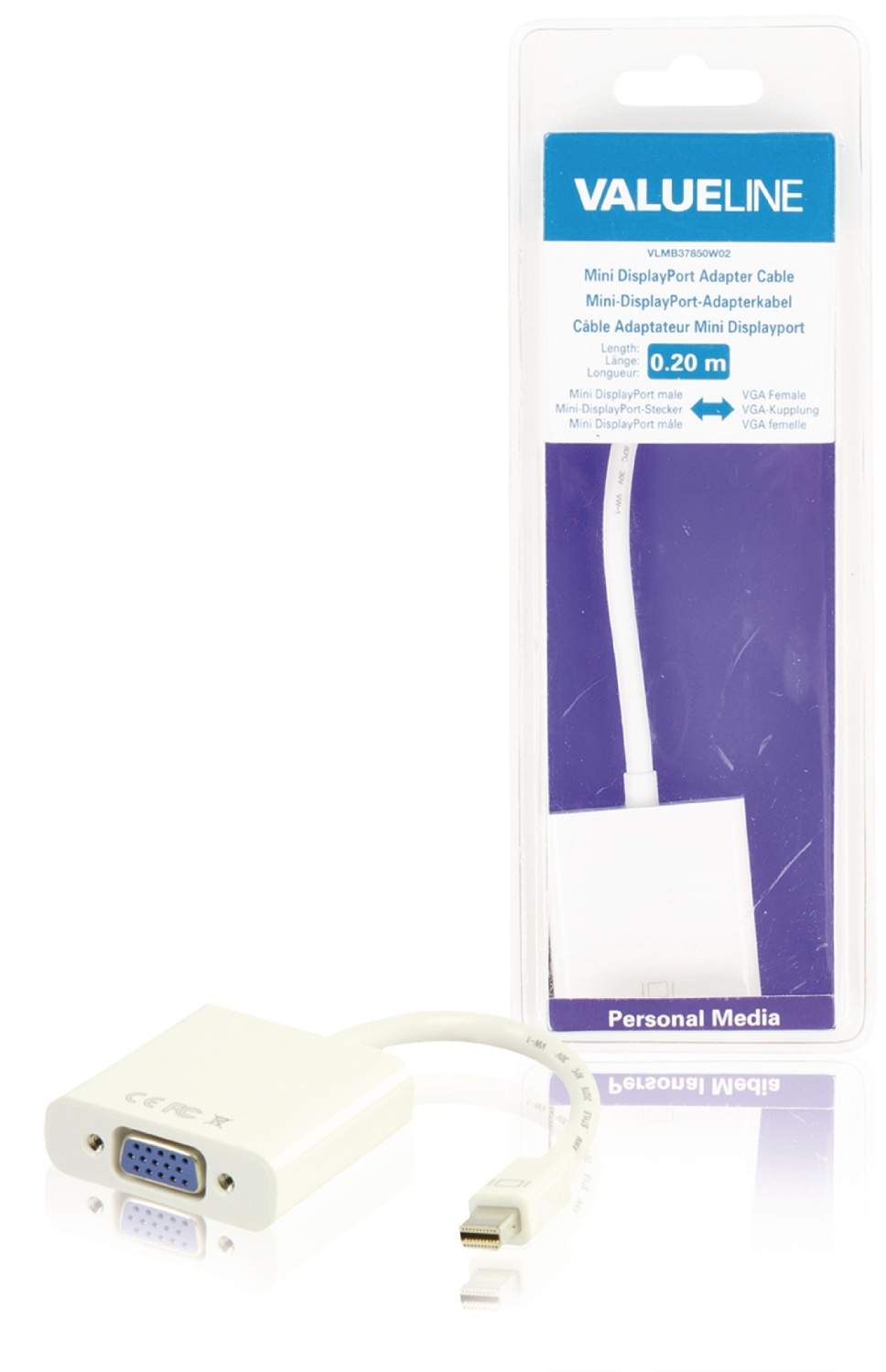 Mini Displayport Kabel Mini DisplayPort Han - VGA Hun 0.20 m Hvid