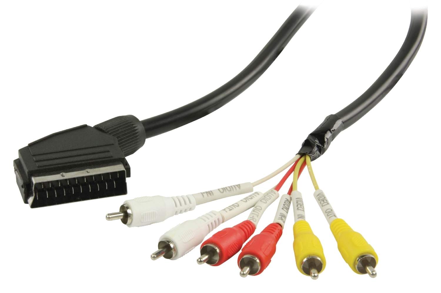 Scart-Kabel SCART Han - 6x RCA Han 2.00 m Sort
