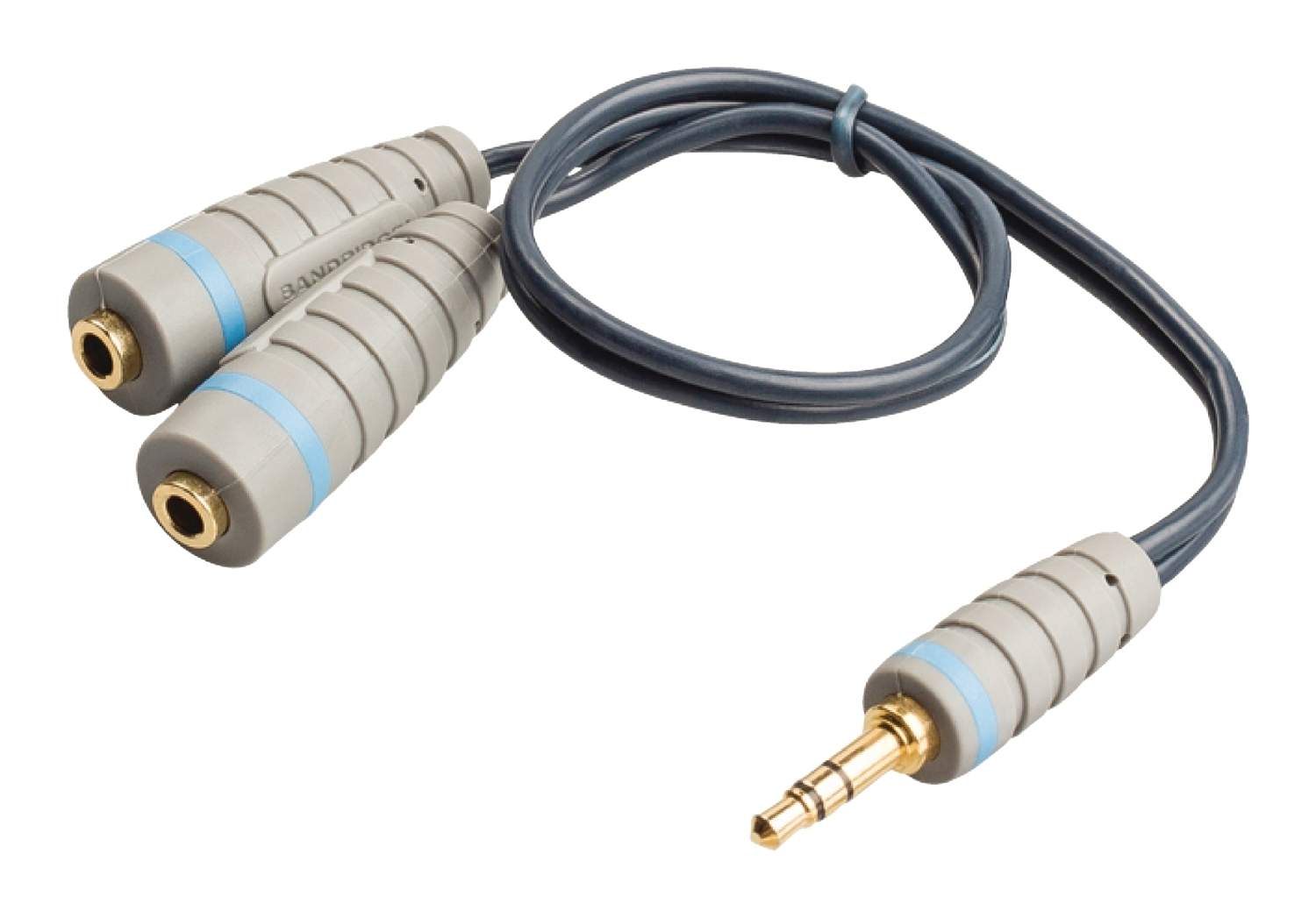 Stereo Audio Kabel 3.5 mm Han - 2x 3.5 mm Hun 0.20 m Blå
