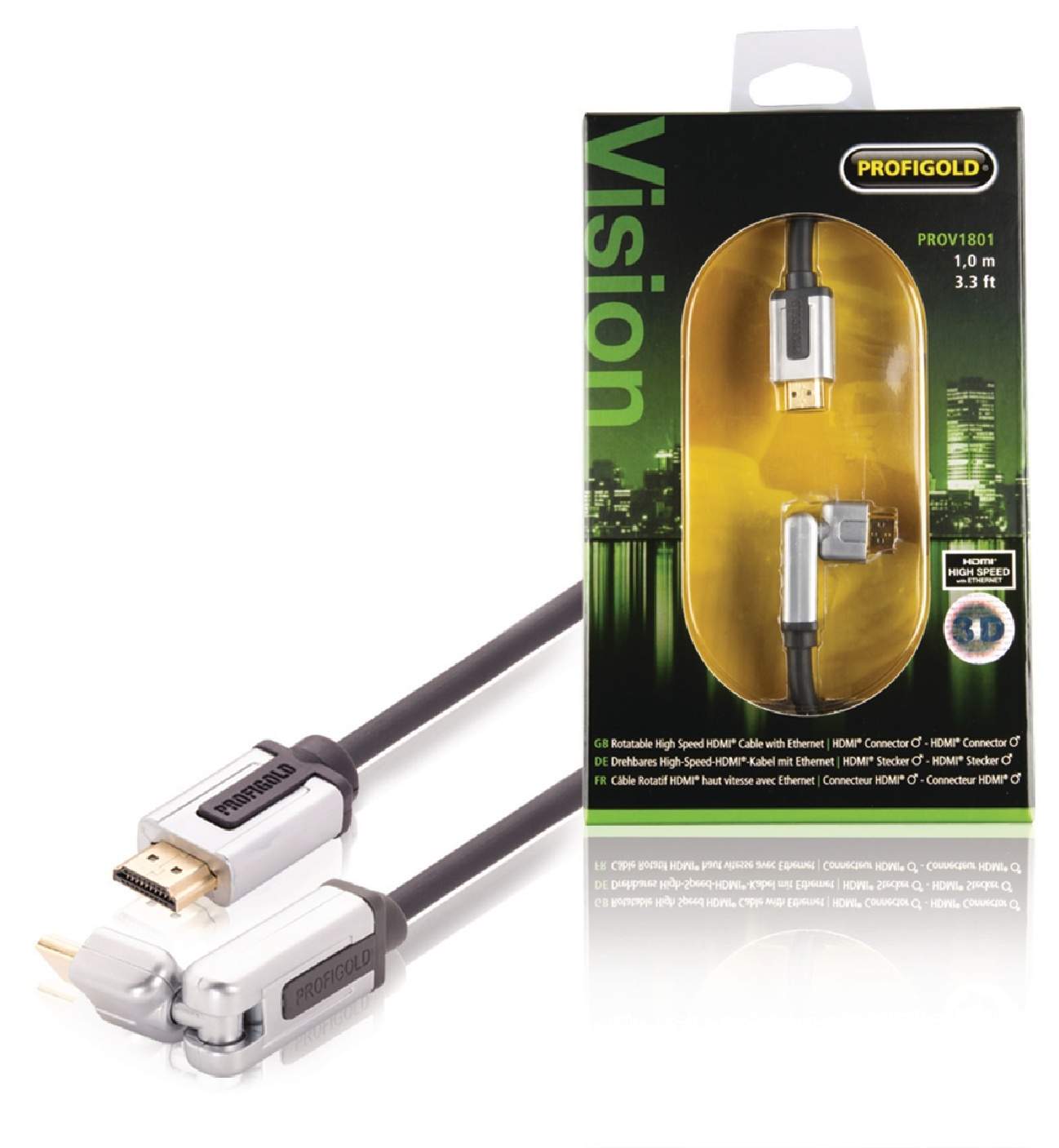High Speed Hdmi Kabel Med Ethernet HDMI-Stik - HDMI-Stik Roterbar 1.00 m Sort