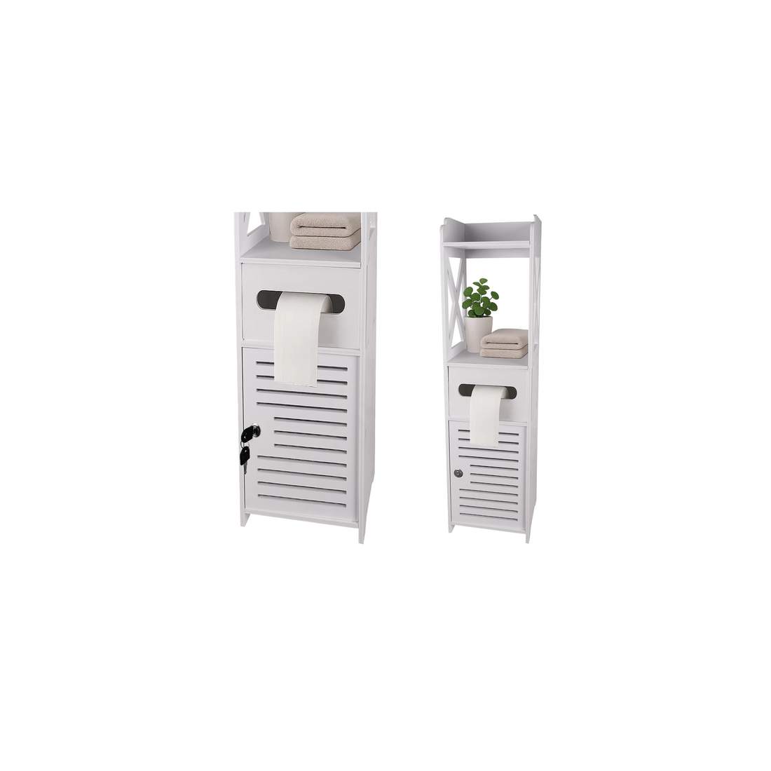 Badrumsskåp med lås, Toalettpappershållare – Vit | Hem & Hobby | Pryloteket