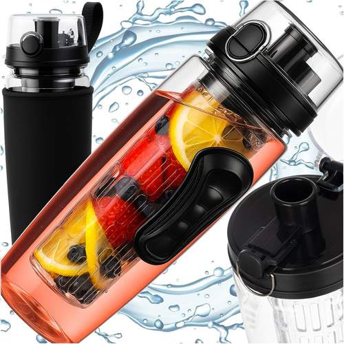 1L lækagesikker sportsvandflaske med frugtinfuser