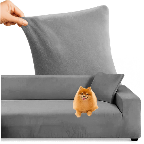 Mørkegrå elastisk fløjlssofabetræk, 145-185cm