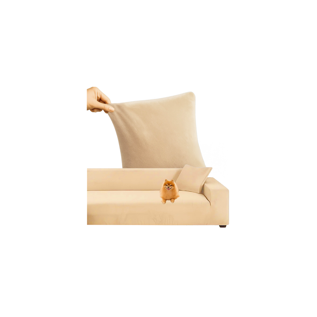 Beige Elastisk Sammetssofföverdrag, 145-185 cm | Hem & Hobby | Pryloteket