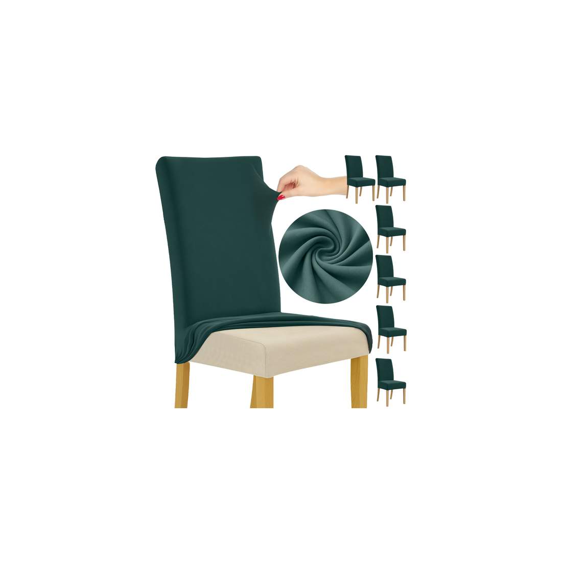 Bottle Green Velvet Chair Covers – Set med 6, elastisk passform | Hem & Hobby | Pryloteket