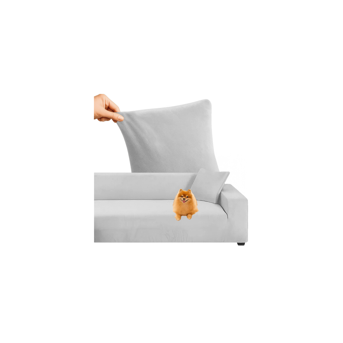 Ljusgrå Elastisk Sammetssofföverdrag 145-185cm | Hem & Hobby | Pryloteket