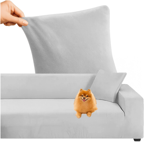 Lysegrå Elastisk Velvet Sofabetræk 145-185cm