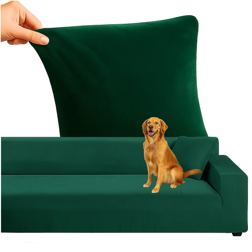 Grønt fløjlssofabetræk – Elastisk pasform 145-185 cm