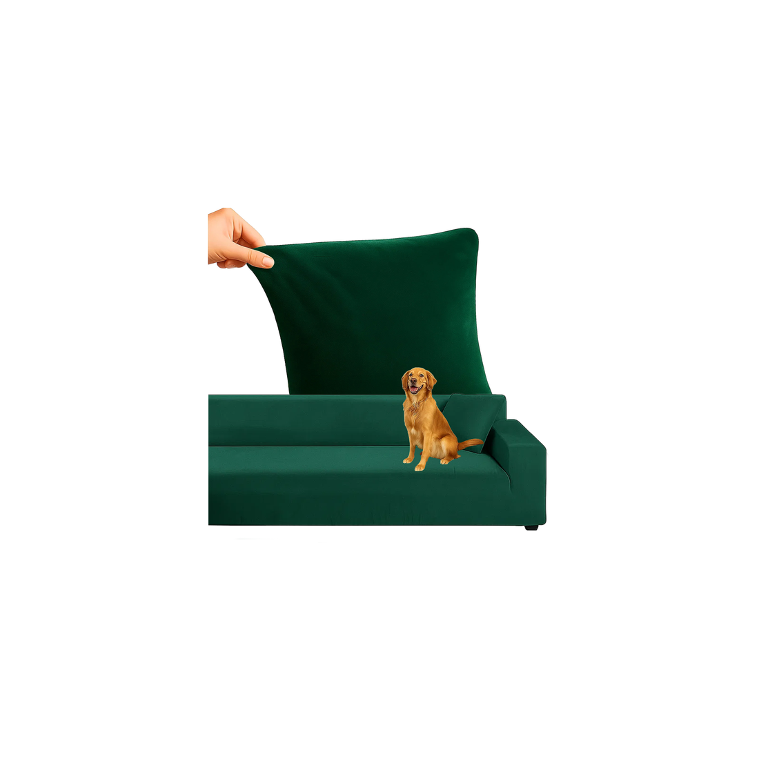 Sofföverdrag i grön sammet – Elastisk passform 145-185cm | Hem & Hobby | Pryloteket