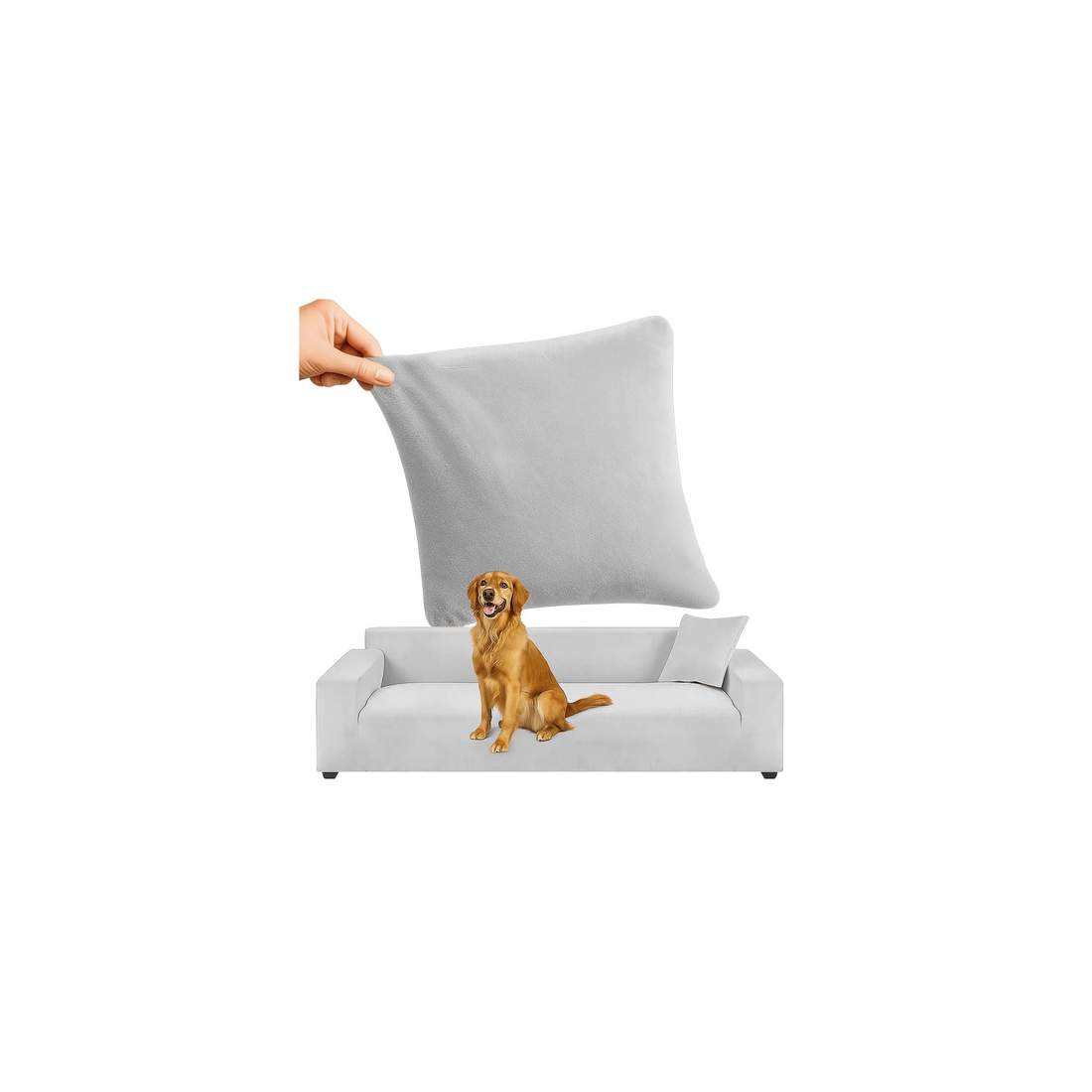 Hörnsofföverdrag – Ljusgrå sammet, Elastisk passform 190-230 cm | Hem & Hobby | Pryloteket